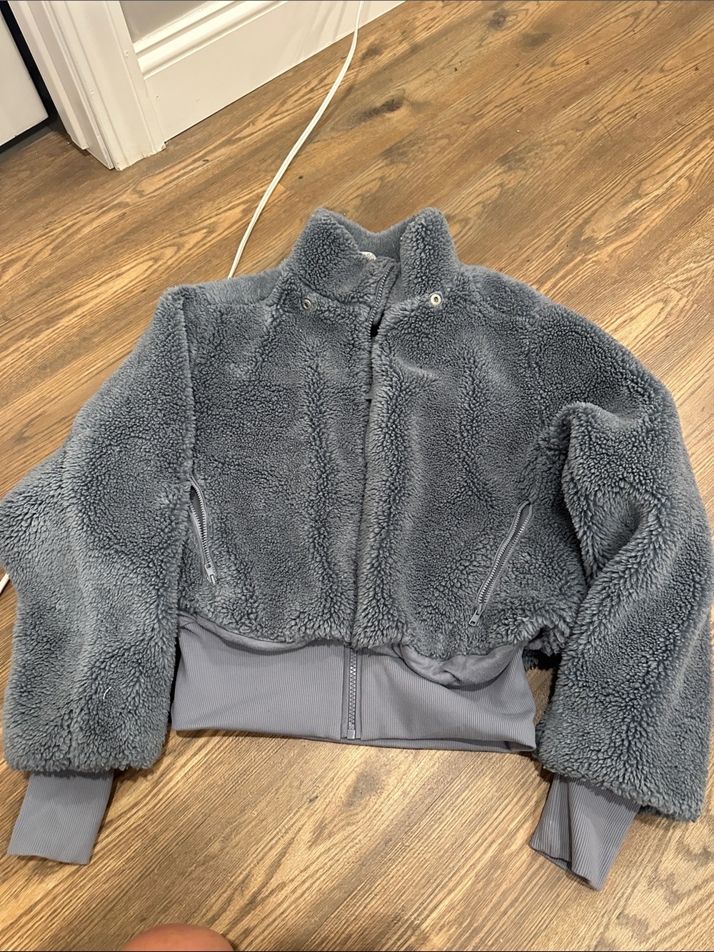 ALO Yoga Gray Teddy Sherpa Zip Jacket